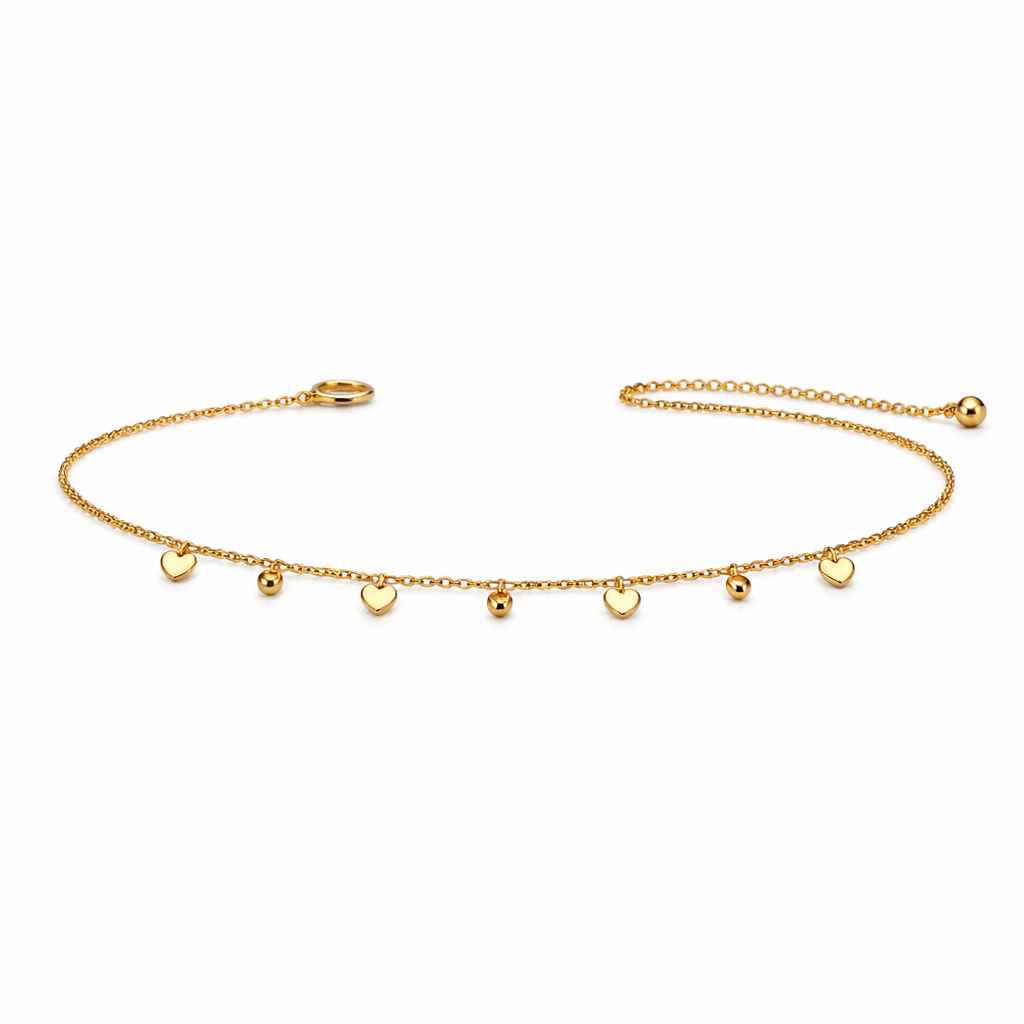 Dainty Gold Heart Charm Bracelet | Minimal Love Charm Bracelet for Women
