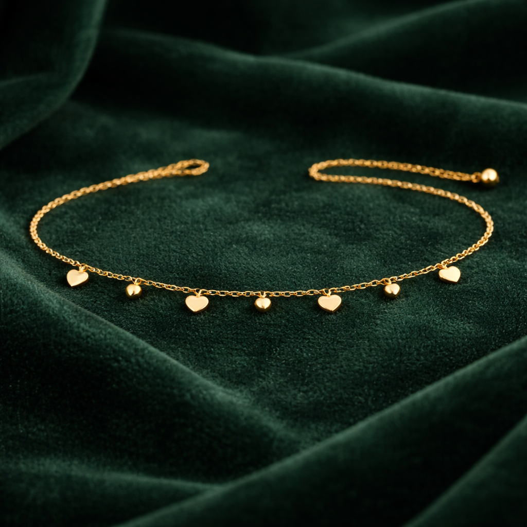 Dainty Gold Heart Charm Bracelet | Minimal Love Charm Bracelet for Women