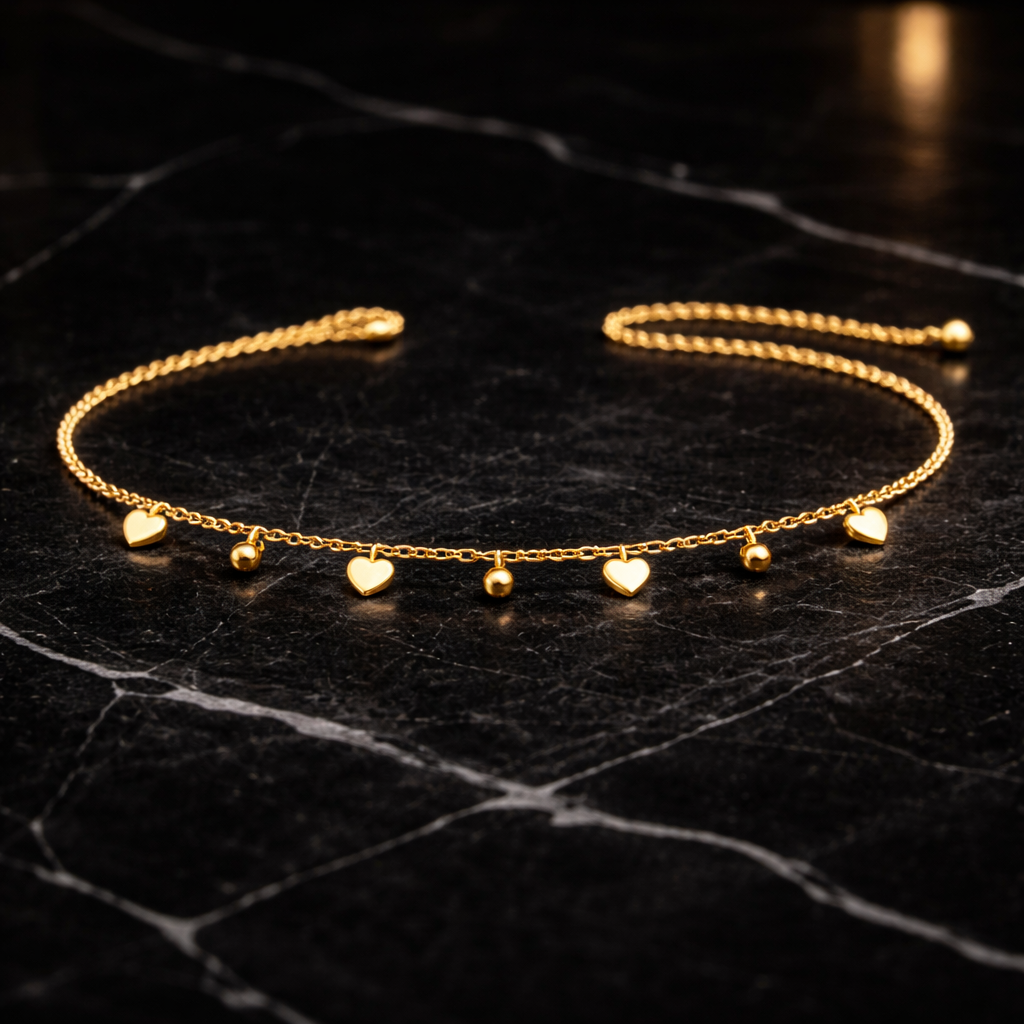 Dainty Gold Heart Charm Bracelet | Minimal Love Charm Bracelet for Women