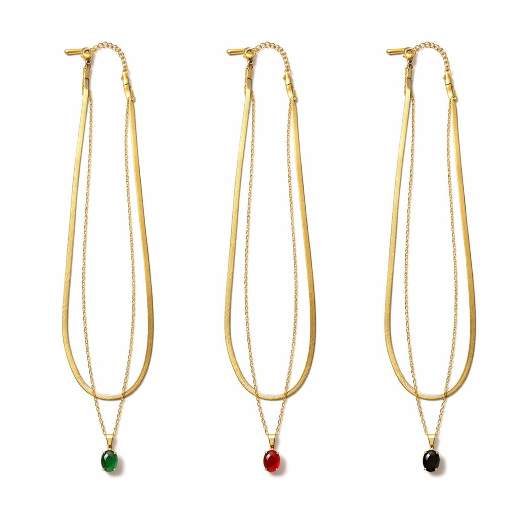 Luxury Layered Gold Chain Necklace with Pendant | Minimalist Double Layer Necklace