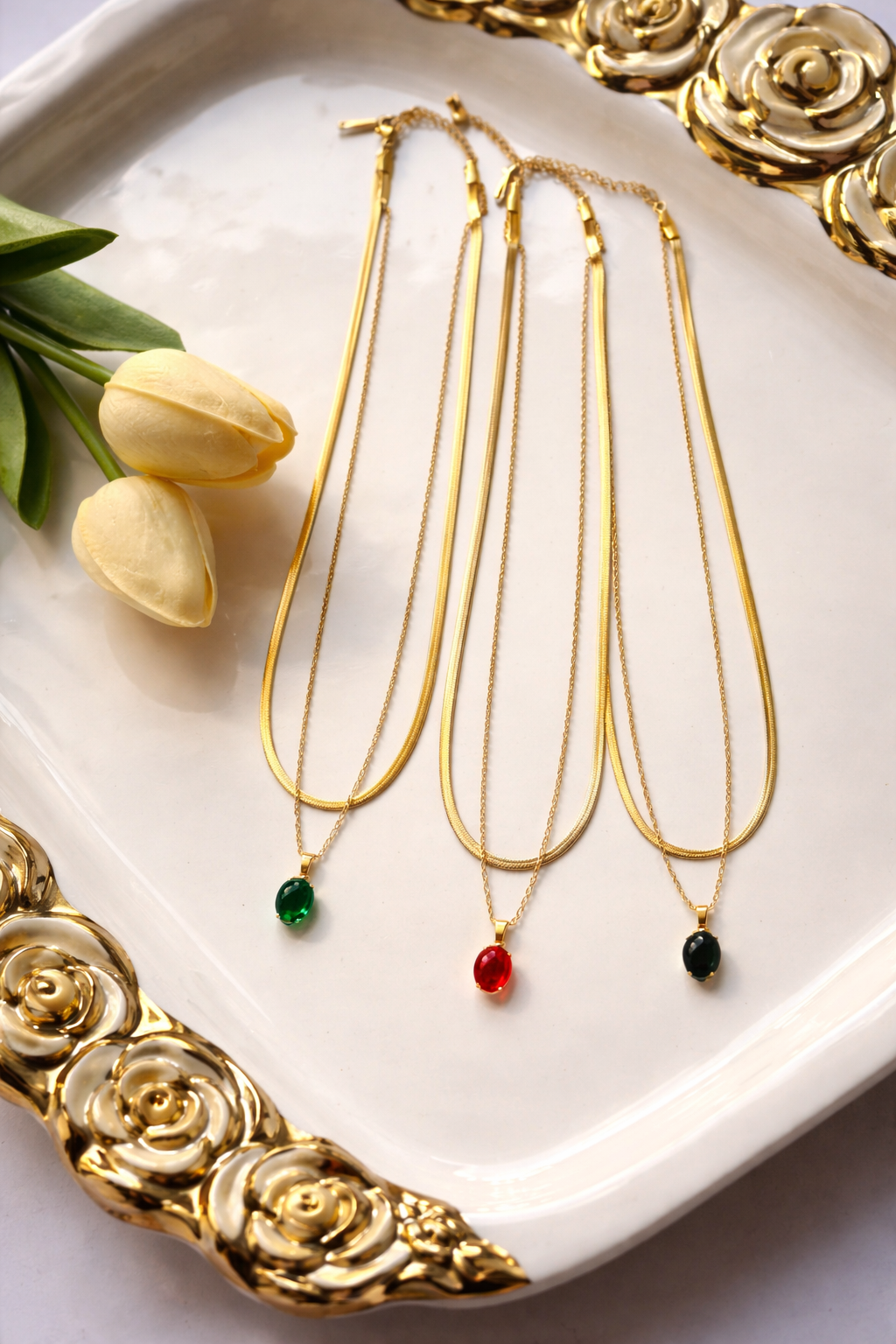 Luxury Layered Gold Chain Necklace with Pendant | Minimalist Double Layer Necklace