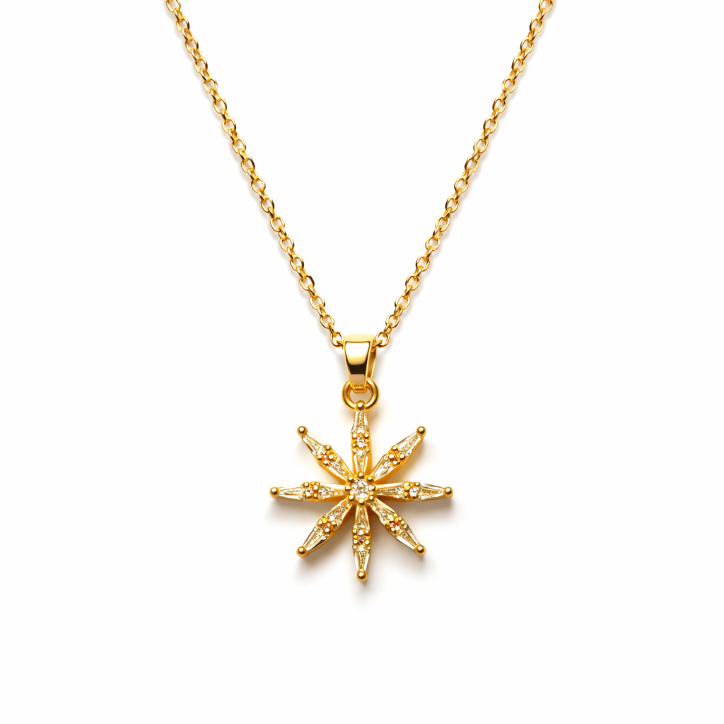 Veloura Celestial Starburst Gold Pendant Necklace