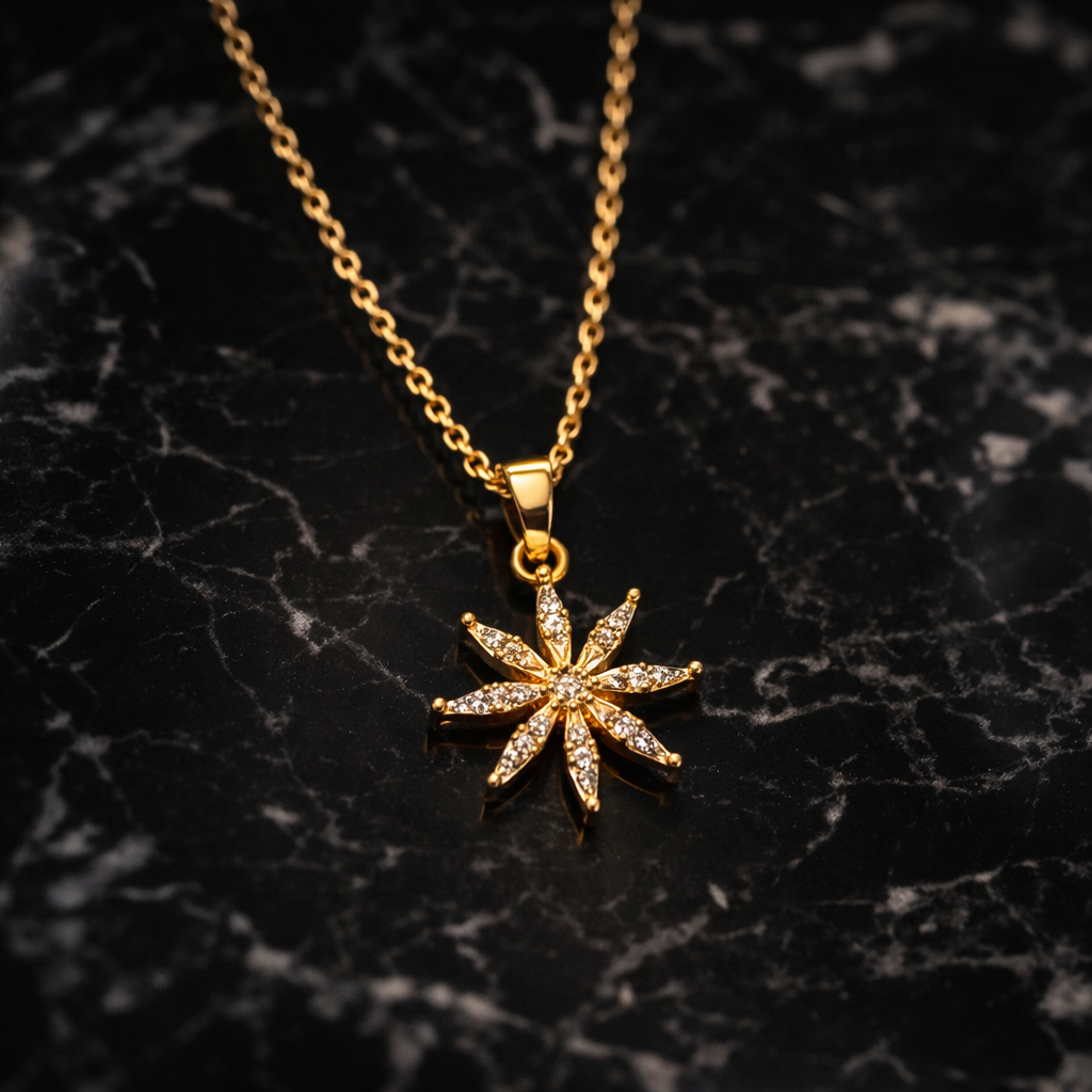 Veloura Celestial Starburst Gold Pendant Necklace