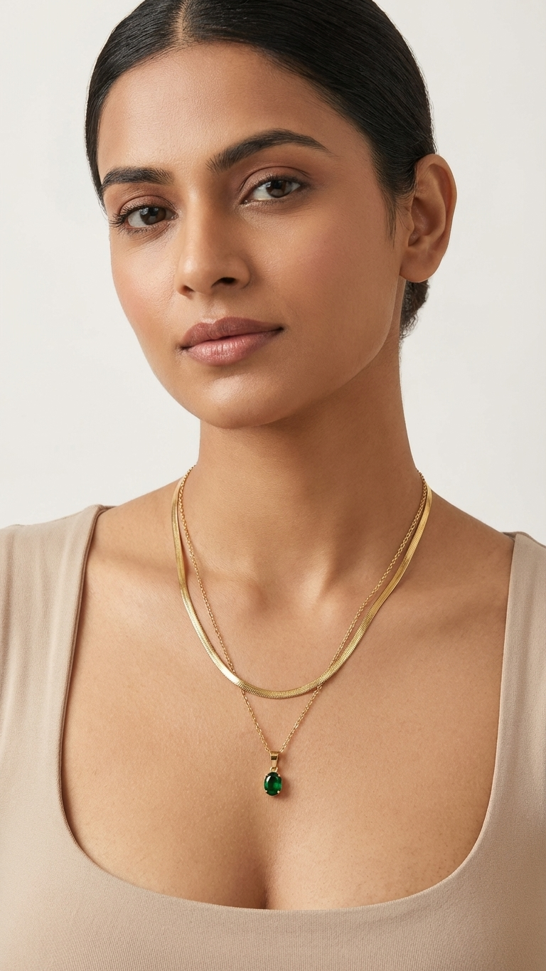 Luxury Layered Gold Chain Necklace with Pendant | Minimalist Double Layer Necklace